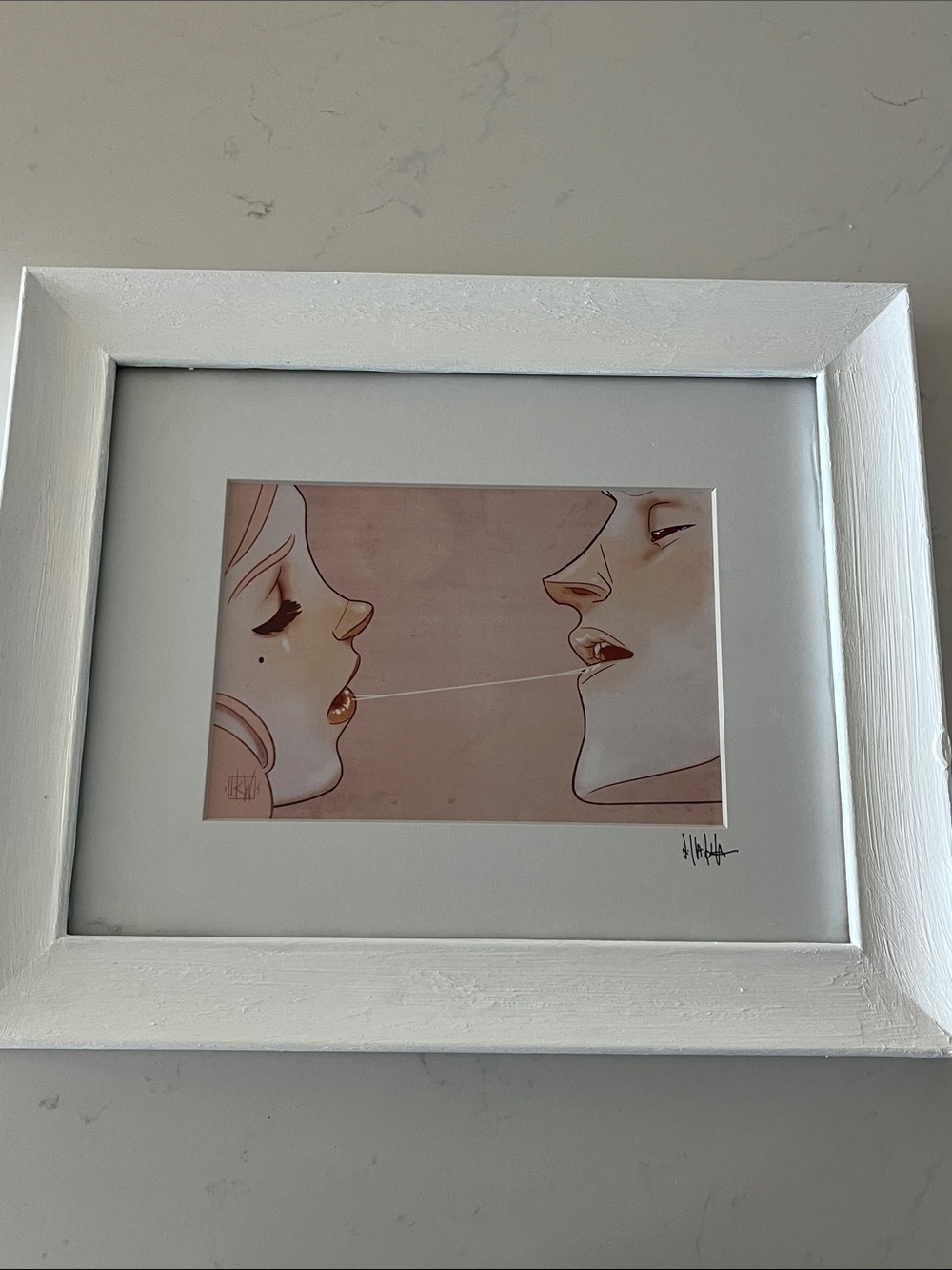 Framed Pink Duo Illustration Wall Art